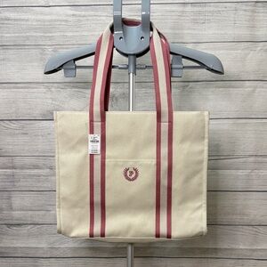 PINK Victoria’s Secret Structured Cream Tote with Pink Stripes, never used